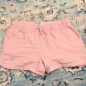 Old Navy Light Pink Drawstring Linen-Blend Shorts